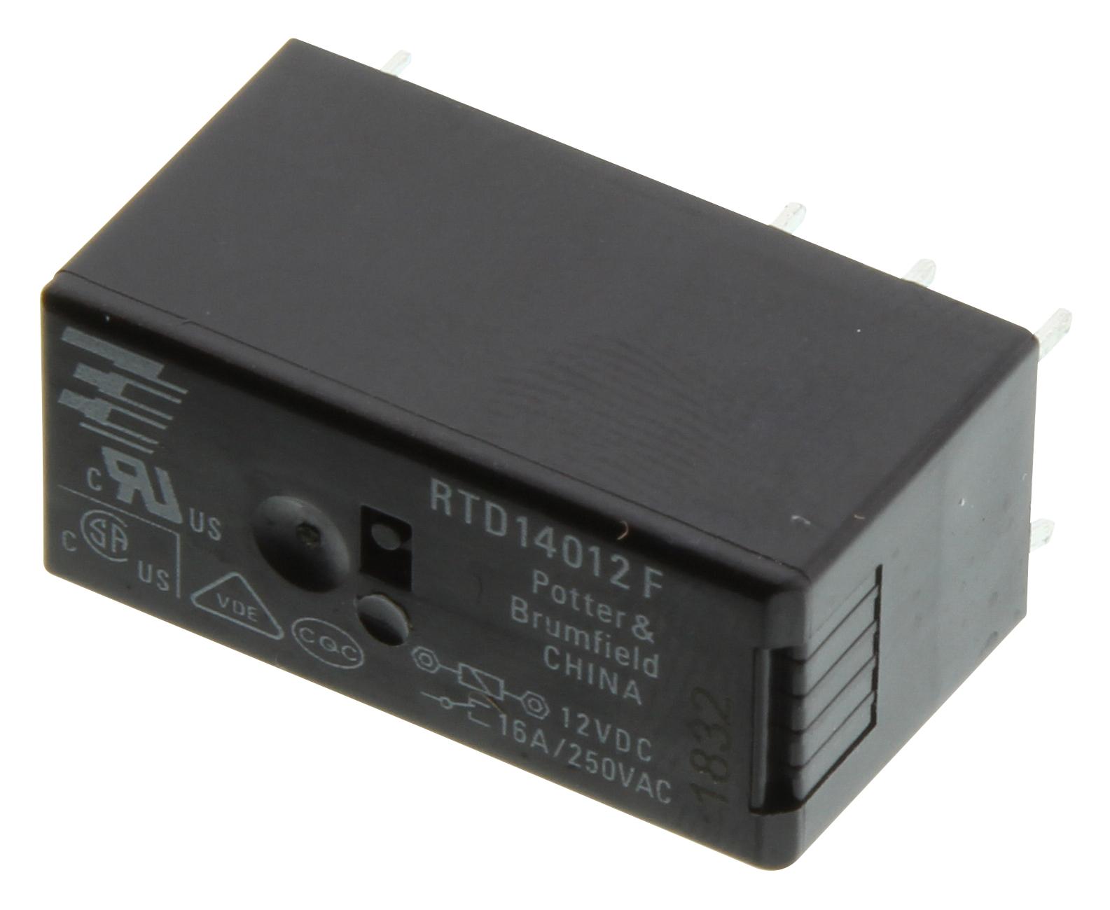 RTD14012F.. Potter&brumfield Te Connectivity General Purpose Relay, Power PCB Relay RT1