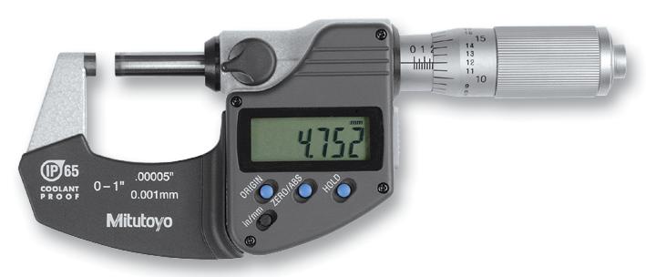 Micrometer, Digital, 25 mm Max Measuring Range, 0.001mm Graduations