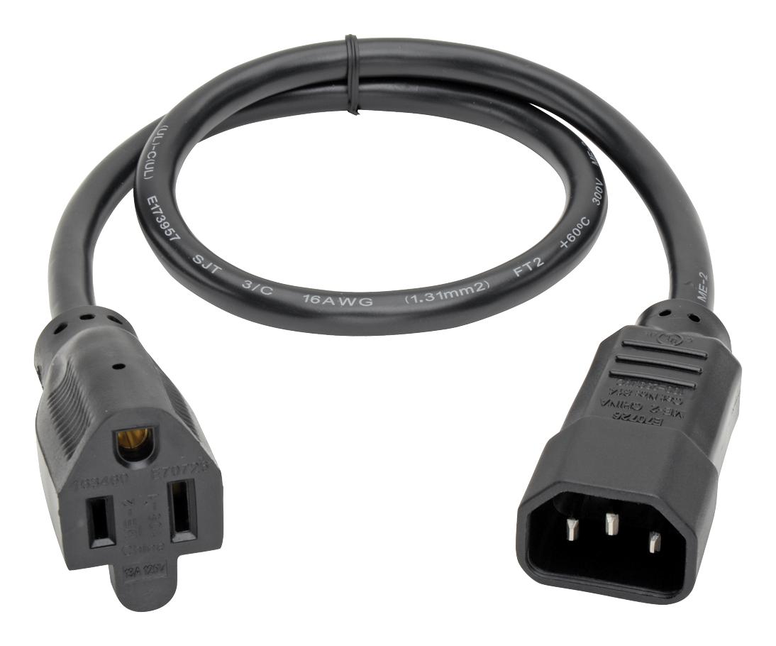 P002 002 Eaton Tripp Lite Power Cord Iec 320 C14 Nema 5 15r 2ft 