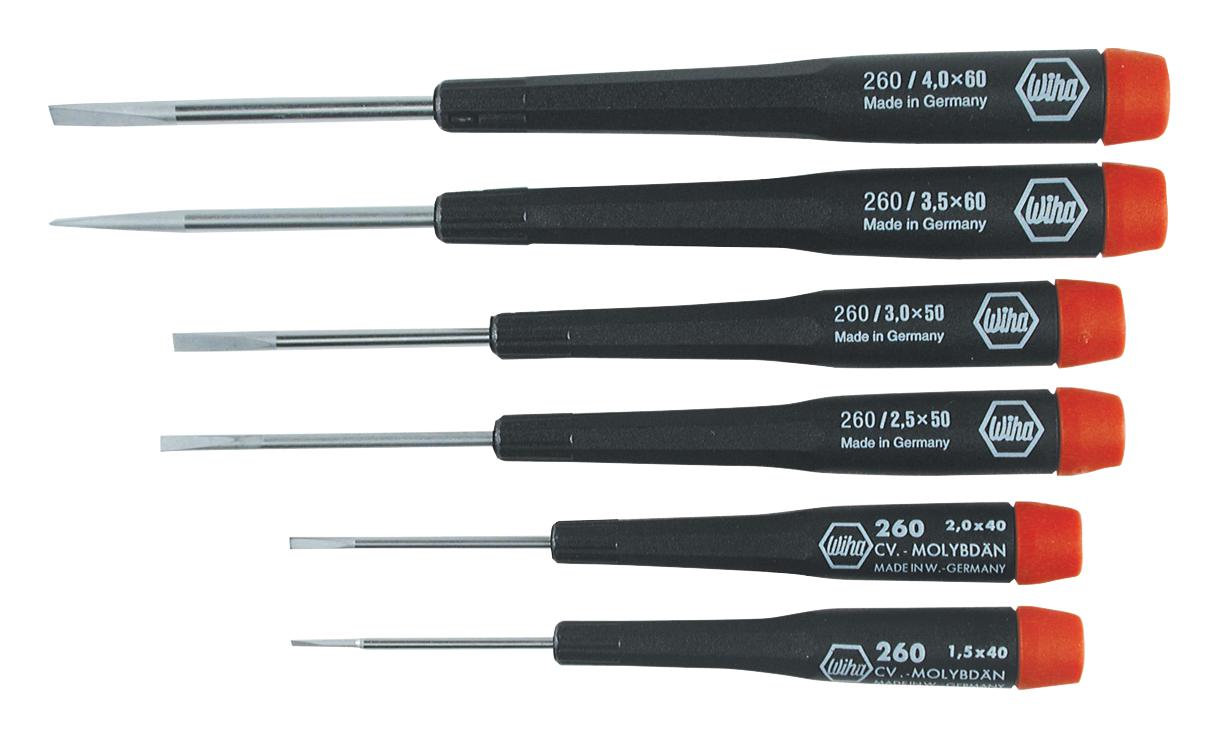 26090. - Wiha - 6 PIECE SLOTTED METRIC SCREWDRIVER SET