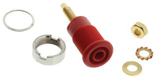 Staubli 23.3020-22 Banana Socket, 32A, 4mm, Panel, Red, Pack 5