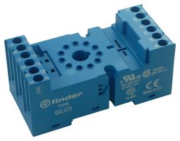 FINDER 90.03SMA Relay Socket, DIN Rail, Panel, Screw, 11 Pins, 10 A, 250 V, 90 Series
