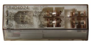SCHRACK - TE CONNECTIVITY SR4D4024 Safety Relay, 24 VDC, DPST-NO, DPST-NC, SR4 Series, Through Hole, 8 A, Solder