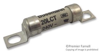 EATON BUSSMANN 20LCT Fuse, High Rupturing Capacity (HRC), British BS 88, LCT, 20 A, Bolted Tag, 150 V, 240 V