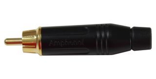 AMPHENOL AUDIO ACPR-BLK RCA (Phono) Audio / Video Connector, 2 Contacts, Plug, Gold Plated Contacts, Zinc Alloy Body
