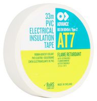 ADVANCE TAPES AT7 WHITE 33M X 19MM Electrical Insulation Tape, PVC (Polyvinyl Chloride), White, 19 mm x 33 m