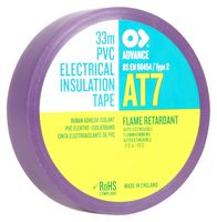 ADVANCE TAPES AT7 VIOLET 33M X 19MM Electrical Insulation Tape, PVC (Polyvinyl Chloride), Violet, 19 mm x 33 m