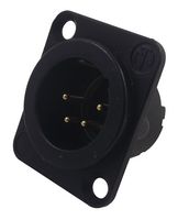 NEUTRIK NC4MD-LX-B XLR Connector, 4 Contacts, Plug, Panel Mount, Gold Plated Contacts, Metal Body, DLX
