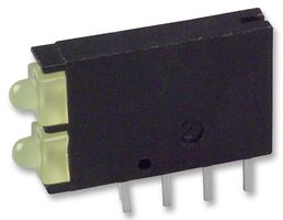 DIALIGHT 571-0133-100F Circuit Board Indicator, Yellow, 2 LEDs, Through Hole, 2mm, 20 mA, 8 mcd