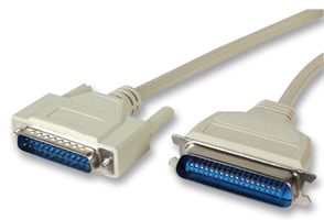 VIDEK 1083-2 Computer Cable, D Subminiature Plug, 25 Way, IEEE 1284 C36M, Centronics Plug, 6.6 ft, 2 m, Grey
