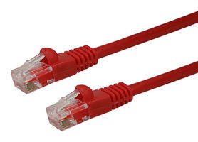 VIDEK 2965-1R Ethernet Cable, UTP, Patch Lead, Cat5e, RJ45 Plug to RJ45 Plug, Red, 1 m