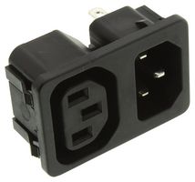 SCHURTER 4300.0301 IEC Power Connector, IEC C14 Inlet, IEC 2-2/F Outlet, 10 A, 250 VAC, Solder, Panel Mount