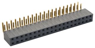 SAMTEC SSW-120-02-G-D-RA PCB Receptacle, Board-to-Board, 2.54 mm, 2 Rows, 40 Contacts, Through Hole Mount Right Angle