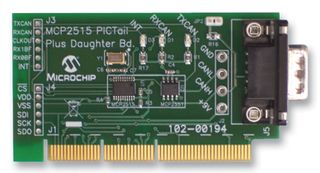 MICROCHIP MCP2515DM-PTPLS Daughter Board, Stand-Alone Controller and Transceiver, PICtail Plus & DB9 Connector