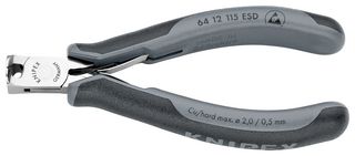 KNIPEX 64 12 115 ESD Cutter, Nipper, End, 115 mm, Bevel, 2 mm, 56 °
