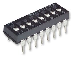 TE CONNECTIVITY - ALCOSWITCH 1825002-5 DIP / SIP Switch, 4 Circuits, Slide, Through Hole, SPST, 24 V, 100 mA