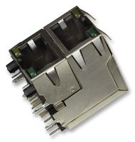 AMPHENOL COMMUNICATIONS SOLUTIONS RJSAE538102 Modular Connector, Modular Jack, 2 x 1 (Stacked), 8P8C, Cat5, Through Hole Mount