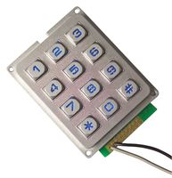 MULTICOMP MCAK304NSSLWPMMBLGKT Keypad, 3 x 4, Matrix, Metal, 20 mA, 24 V