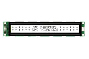 MIDAS DISPLAYS MC24005A6W-FPTLW-V2 Alphanumeric LCD, 40 x 2, Black on White, 5V, Parallel, English, Japanese, Transflective