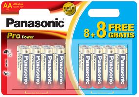 PANASONIC LR6XEG/16B8F. Battery, 1.5 V, AA, Alkaline, 2.6 Ah, Raised Positive and Flat Negative, 16