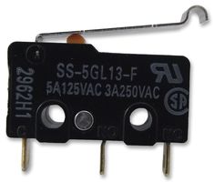 OMRON ELECTRONIC COMPONENTS SS-5GL13-F Microswitch, Subminiature, Simulated Roller Lever, SPDT, Solder, 5 A