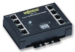 WAGO 852-112 Switch, 8 Ports, Industrial, Unmanaged Fast Ethernet, DIN Rail, RJ45 x 8, 10Mbps, 100Mbps