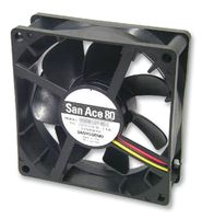 SANYO DENKI 9S0924M4011 DC Axial Fan, 24 V, Square, 92 mm, 25 mm, Ball Bearing, 37.8 CFM