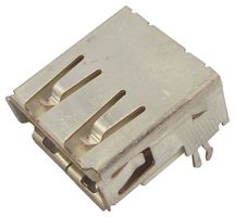 AMPHENOL COMMUNICATIONS SOLUTIONS 87520-0010BLF USB Connector, USB Type A, USB 2.0, Receptacle, 4 Ways, Through Hole Mount, Right Angle