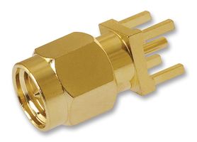 AMPHENOL RF 132133 RF / Coaxial Connector, SMA Coaxial, Straight Plug, Through Hole Vertical, 50 ohm, Brass