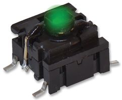 MULTIMEC 5GSH93522 Tactile Switch, 5G Series, Top Actuated, Surface Mount, Plunger for Cap, 350 gf, 50mA at 24VDC