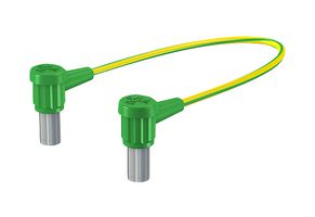 STAUBLI 55.3210-300-20 Test Lead, 6mm Spring Loaded Socket to 6mm Spring Loaded Socket, Green, Yellow, 3 m