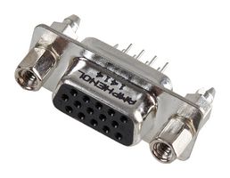 AMPHENOL COMMUNICATIONS SOLUTIONS L77HDEH15SOL2RM8 D Sub Connector, High Density, Receptacle, HD, 15 Contacts, DE, Solder