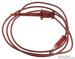 POMONA 4650-36-2 Test Lead, Minigrabber, Miniature Hook Clip to 4mm Banana Plug, Red, 300 Vrms, 5 A, 914 mm