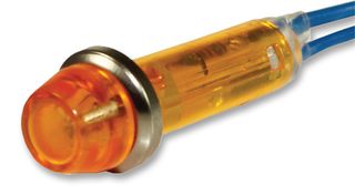 CAMDENBOSS IND5032405-240-T/AMB Neon Indicator, 240 V, Wire Leaded, Amber, 8 mm, Dome, 800 µA