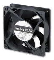 SANYO DENKI 9AD1201H12 AC Axial Fan, 100V to 240V, Square, 120 mm, 38 mm, Ball Bearing, 106 CFM