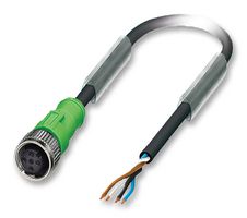 PHOENIX CONTACT 1668108 Sensor Cable, PUR, M12 Receptacle, Free End, 4 Positions, 1.5 m, 4.9 ft