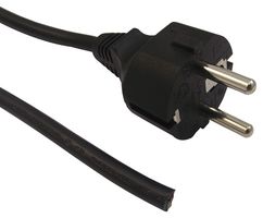 MULTICOMP PRO GW-151678 Mains Power Cord, CEE 7/7 Plug to Free End, 2.5 m, 16 A, 250 VAC, Black