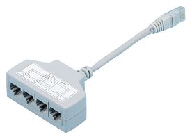 TUK ADQ88 Ethernet Cable, Patch Lead, Cat5e, RJ45 Socket x 4 to RJ45 Plug, Grey, 150 mm