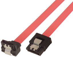 L-COM CASATARL-12 Computer Cable, SATA Data 7 Way Socket, Latching, SATA Data 7 Way Socket, 90°, Latching, 12 "