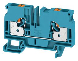 WEIDMULLER 1991790000 DIN Rail Mount Terminal Block, 2 Ways, 22 AWG, 8 AWG, 6 mm², Push In, 41 A