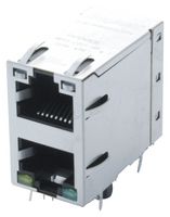 BEL MAGNETIC SOLUTIONS 0845-2D1T-H5 Modular Connector, Modular Jack, 2 x 1 (Stacked), 8P8C, Cat5, Through Hole Mount