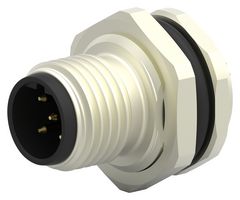 TE CONNECTIVITY T4130412051-000 Sensor Connector, M12, Male, 5 Positions, Solder Pin, Straight Panel Mount