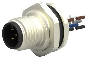 TE CONNECTIVITY T4171010005-002 Sensor Connector, M12, Male, 5 Positions, Solder Pin, Straight Panel Mount