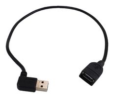 EATON TRIPP LITE UR024-18N-RA USB Cable, Reversible 90° Type A Plug to Type A Receptacle, 460 mm, 1.5 ft, USB 2.0, Black