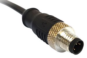 BULGIN LIMITED PXPPVC12FIM04DCL010PVC Sensor Cable, M12 Plug, Free End, 4 Positions, 1 m, 3.28 ft, Buccaneer M12 Series