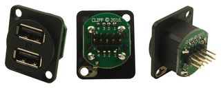 CLIFF ELECTRONIC COMPONENTS CP30100 USB Stacked Connector, USB Type A, USB 2.0, 10 Ways, Horizontal, Gold Plated Contacts