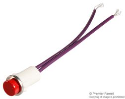 CHICAGO MINIATURE LIGHTING 1090C1-28V Incandescent Lamp, Wire Leaded, 12.7 mm, 40 mA, 28 V, Round with Flat Top, 1090C