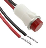 CHICAGO MINIATURE LIGHTING 1051C1 Neon Indicator, Snap In, 250 VAC, Wire Leaded, Red, 12.7 mm, Round with Flat Top, 1.9 mA