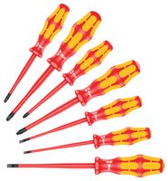 WERA 05135961001 Screwdriver Set, VDE, Slotted, Phillips, PH1 - PH2, 3.5 mm - 5.5 mm, 7 Piece, Kraftform Plus