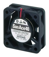 SANYO DENKI 109P0412H702 DC Axial Fan, 12 V, Square, 40 mm, 15 mm, Ball Bearing, 6.4 CFM